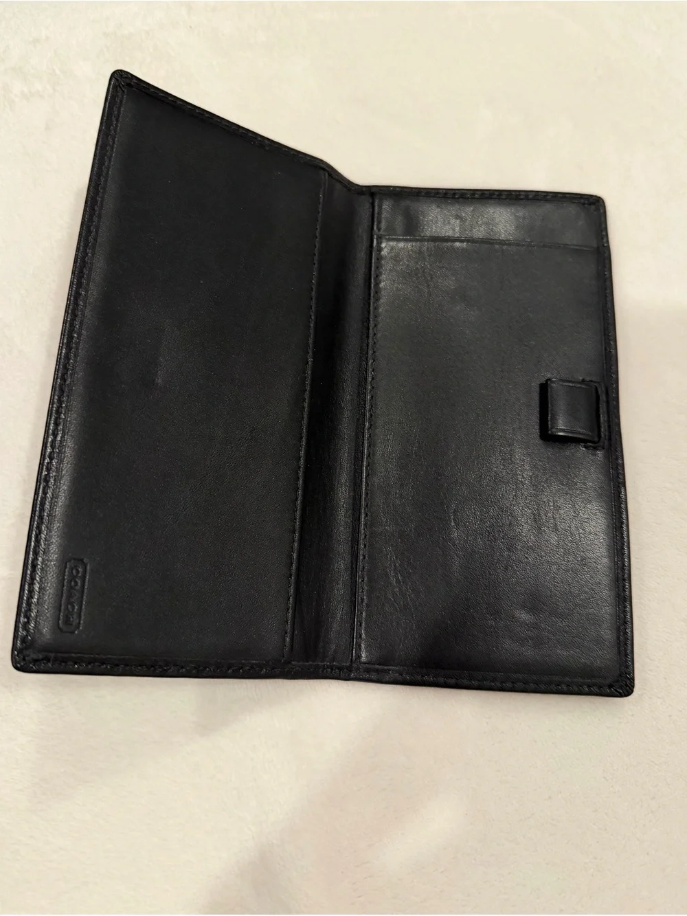“Vintage COACH Black Smooth Leather Checkbook Cover Wallet Case”